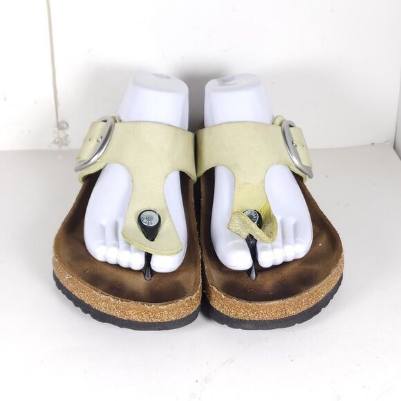 Birkenstock Women's Gizeh Big Buckle EU42 US11 Nubuck Faded Lime Thong Sandals - Picture 3 of 16